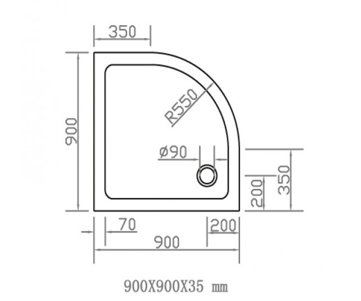 Душевой поддон с сифоном  SMC 599-9090R+DRAIN E:Чертеж 