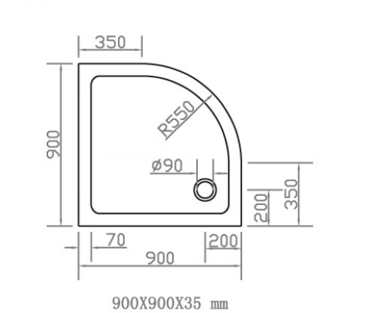 Поддон душевой  599-9090R FULLSET:Чертеж 