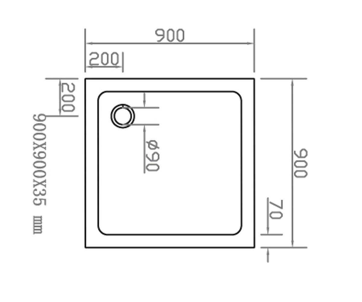 Мелкий душевой поддон  SMC 599-9090S:Чертеж 