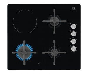 Варильна поверхня Electrolux комбінована (3 газ + 1 стеклокерам.), 60см, чавун, чорний ELECTROLUX  EGE6182NOK