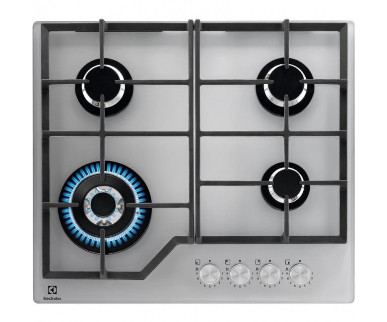 Варильна поверхня Electrolux газова на склі, 60см, чавун, сріблястий ELECTROLUX  KGG64362S KGG64362S