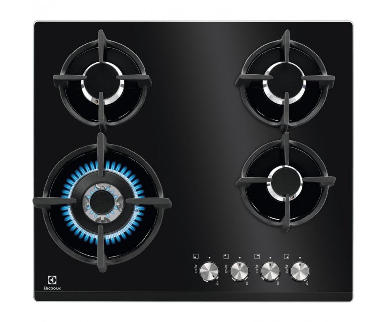 Варильна поверхня Electrolux газова на склі, 60см, чавун, чорний ELECTROLUX  KGG6437K KGG6437K