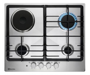 Варильна поверхня Electrolux комбінована (3 газ + 1 електро), 60см, чавун, нерж ELECTROLUX  KGM64311X