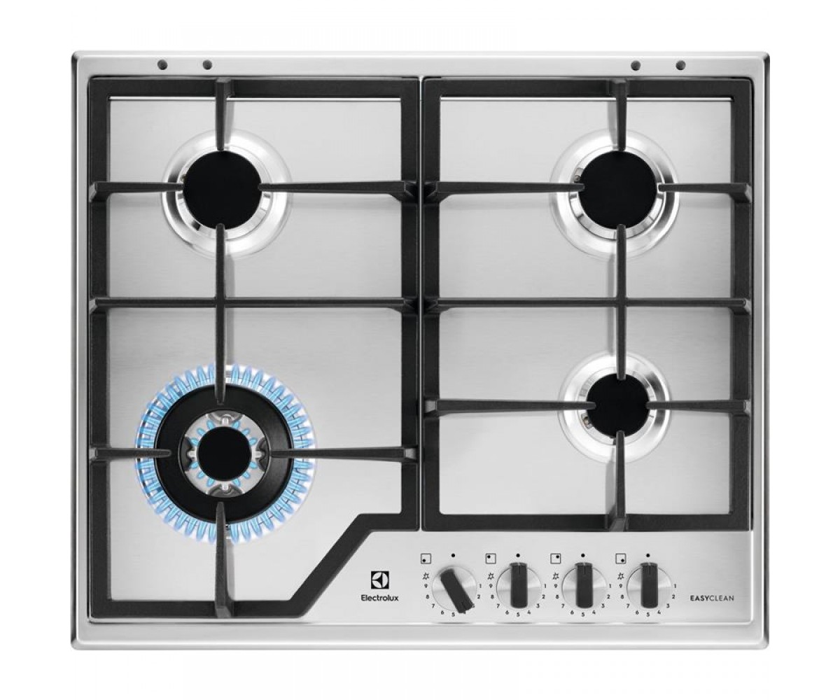 Варильна поверхня Electrolux газова, 60см, чавун, нерж ELECTROLUX  KGS64362XX KGS64362XX