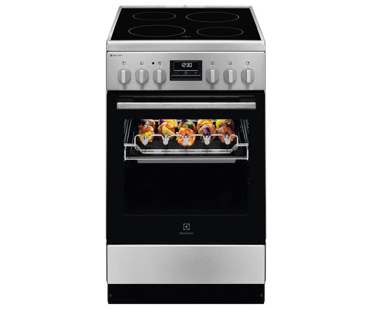 Плита Electrolux електрична склокерамічна, 57л, 50x60см, дисплей, конвекція, мангальна підставка, нерж ELECTROLUX  LKR540267X LKR540267X
