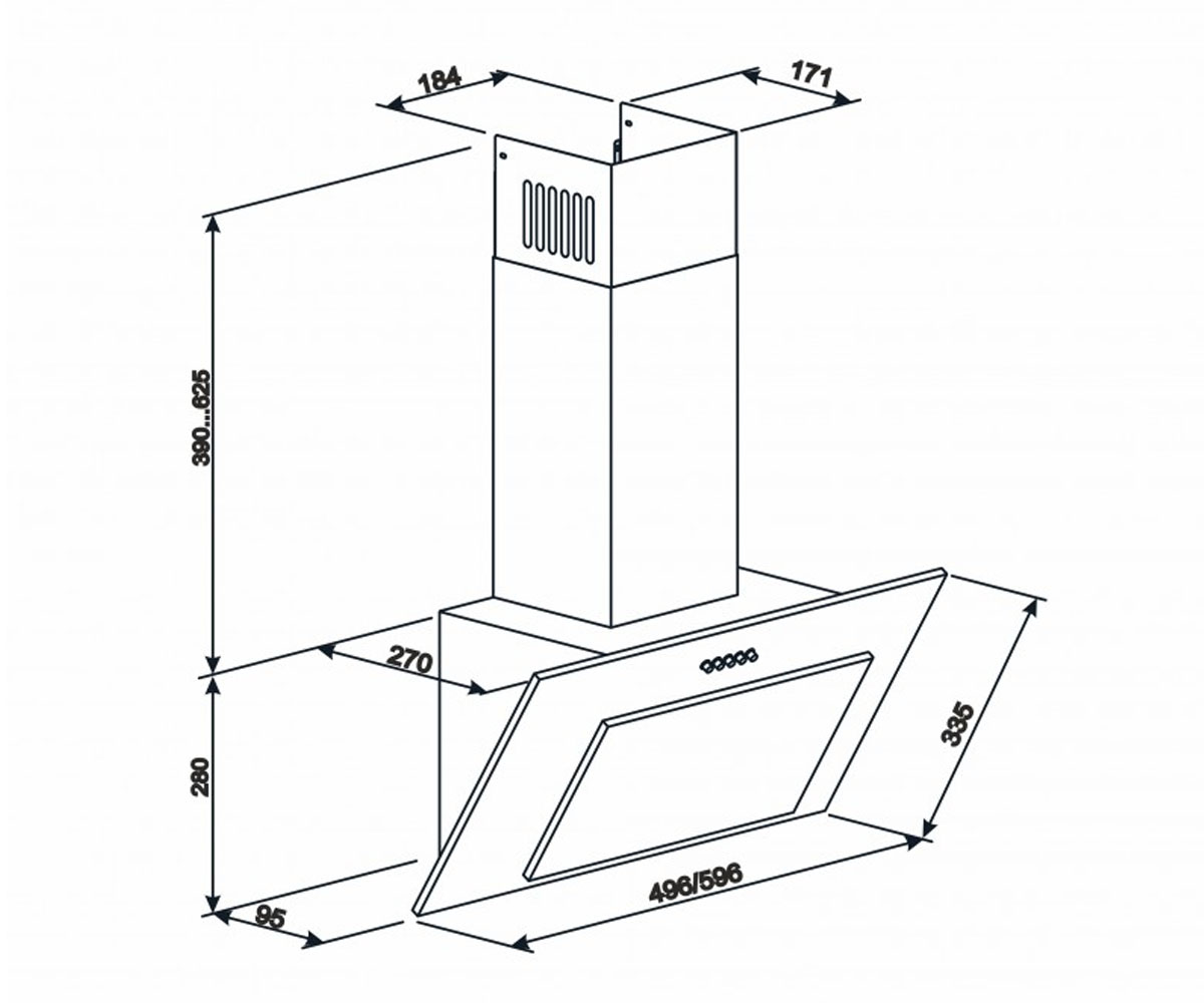 Вытяжка наклонная  ELEYUS VERTICAL 1000 60 BL 10025:Чертеж 