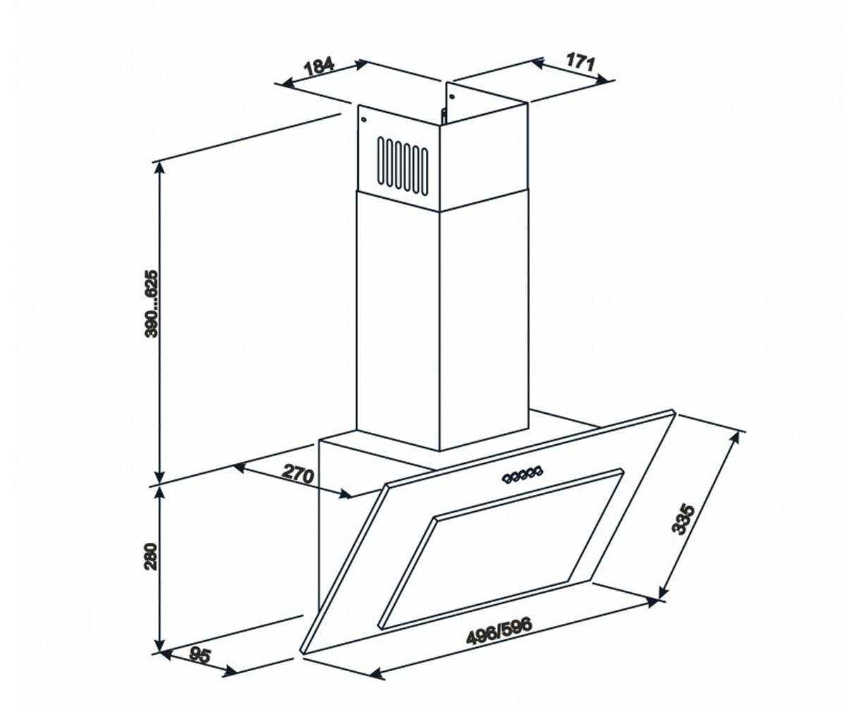Вытяжка наклонная  VERTICAL 1000 60 WH 10026:Чертеж 