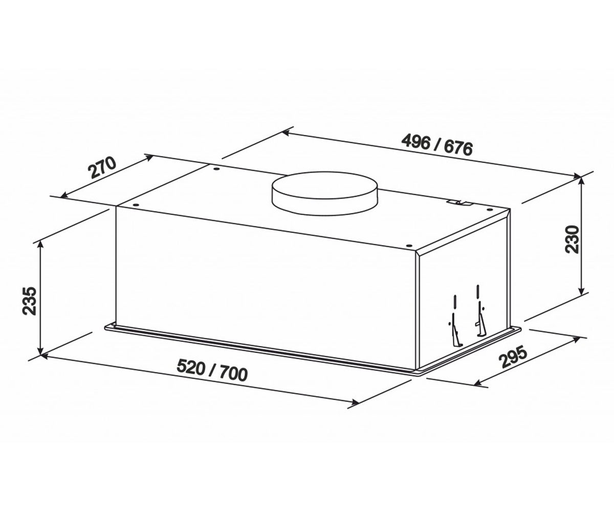 Полновстраиваемая вытяжка 52 см  INTEGRA 1200 LED 52 BL 10217:Чертеж 