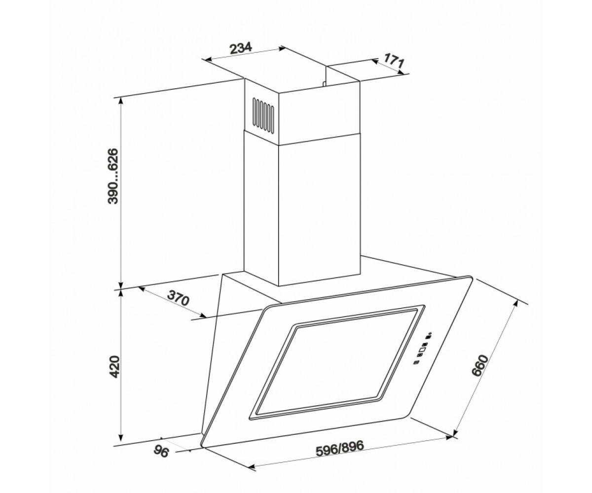 Вытяжка сенсорная  VENERA 6155:Чертеж 