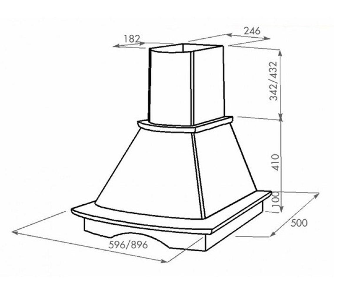 Вытяжка кухонная  TEMPO 1000 LED SMD 60 N BL 6274:Чертеж 