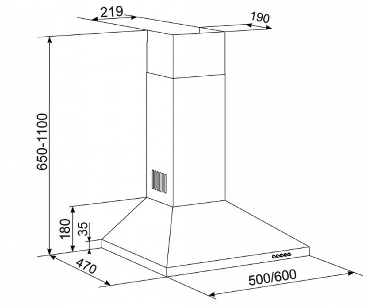 Вытяжка купольная 50 см  KLEO 700 50 WH 6307:Чертеж 