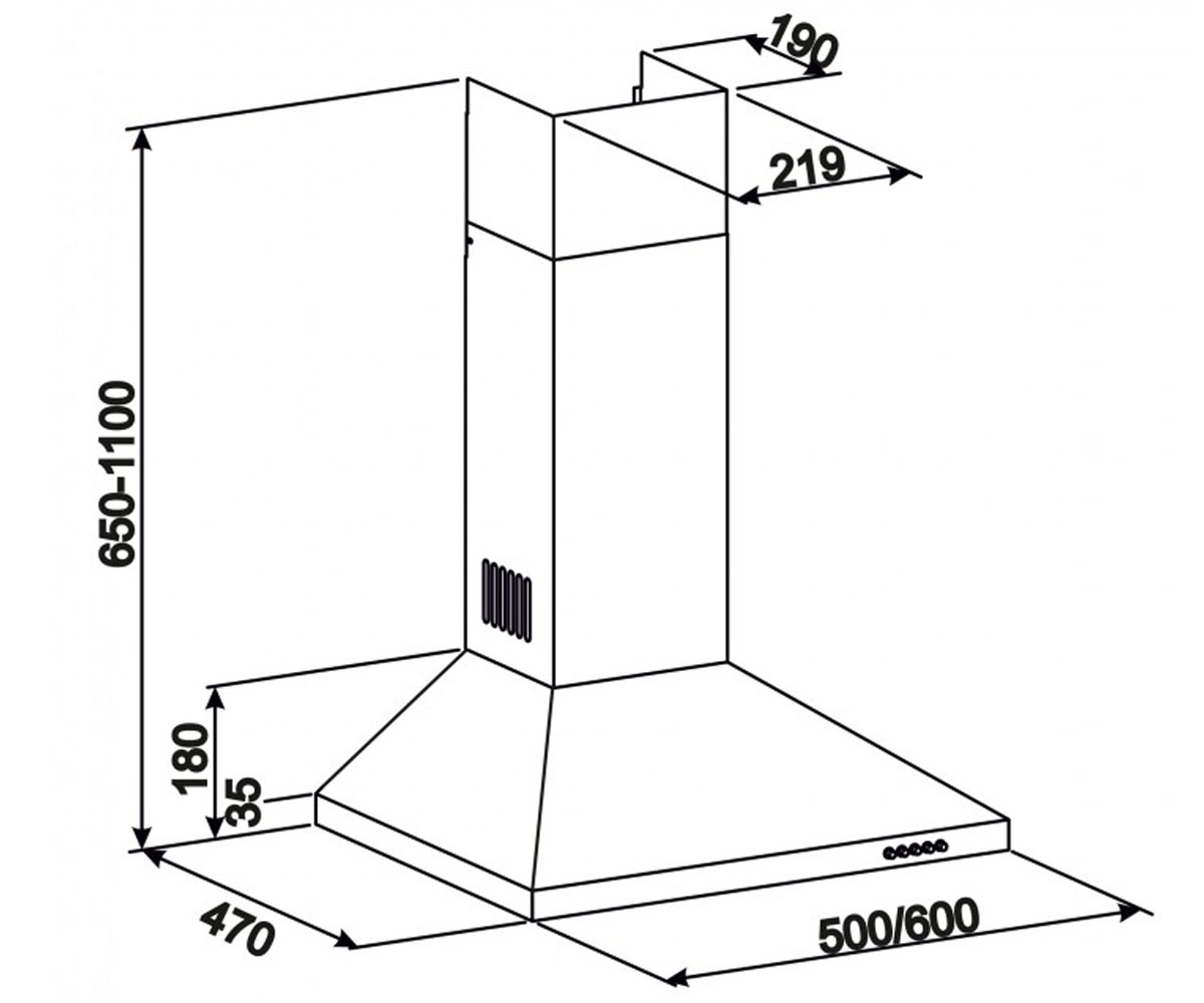 Вытяжка купольная 60 см  KENT 700 60 BL 6683:Чертеж 