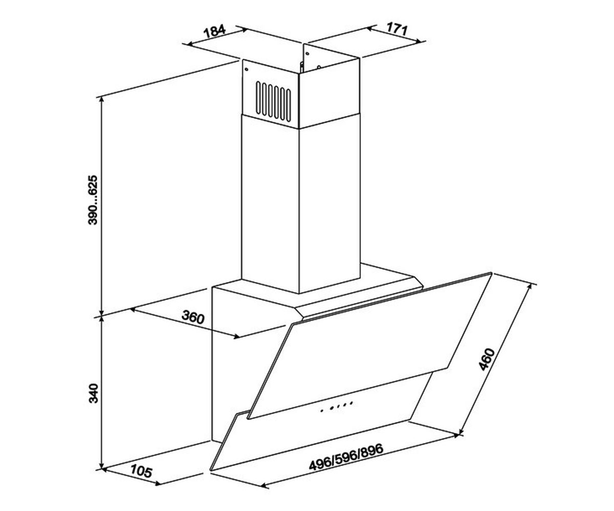 Вытяжка сенсорная 60 см  ELEMENT 700 60 BL 8323:Чертеж 