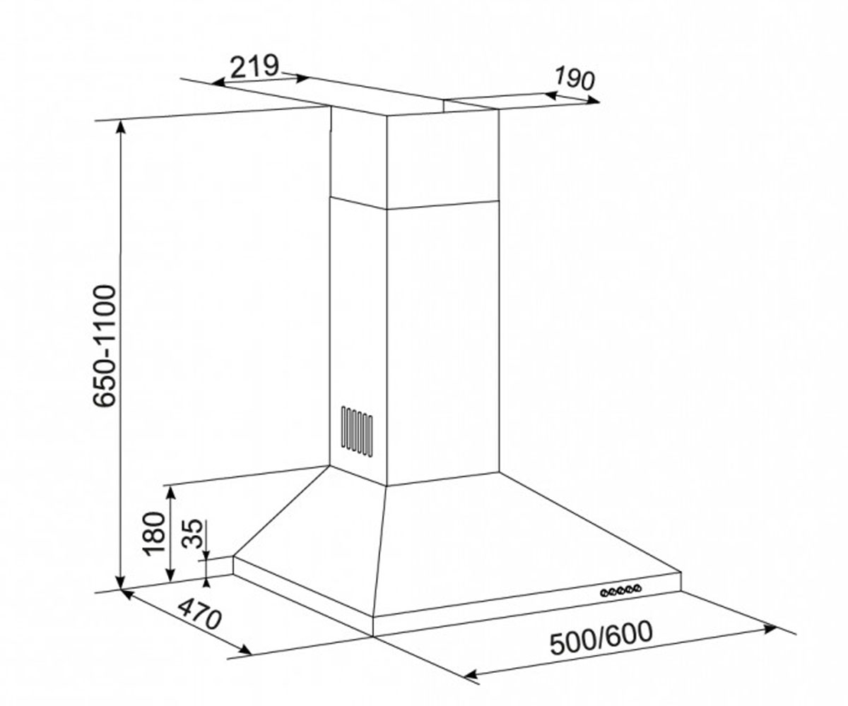Купольная вытяжка 50 см  KLEO 470 50 WH 9423:Чертеж 