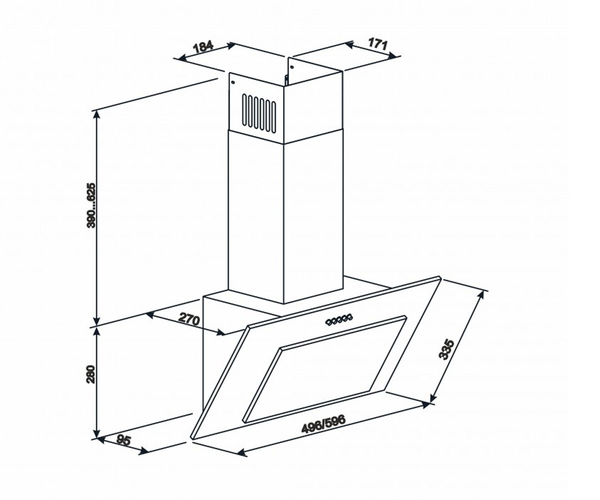 Наклонная вытяжка  VERTICAL 700 50 WH 9685:Чертеж 