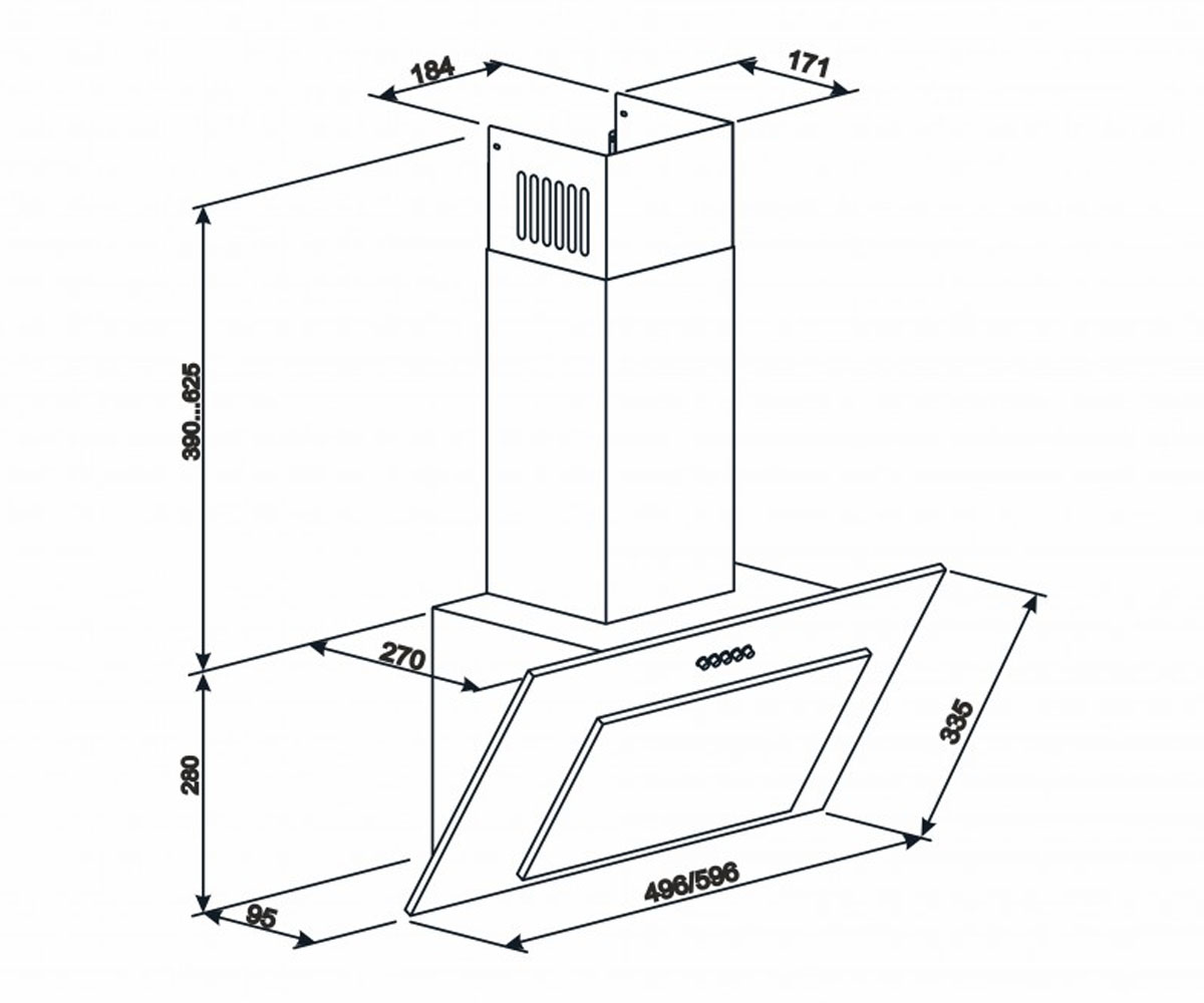 Наклонная вытяжка  VERTICAL 700 60 WH 9688:Чертеж 