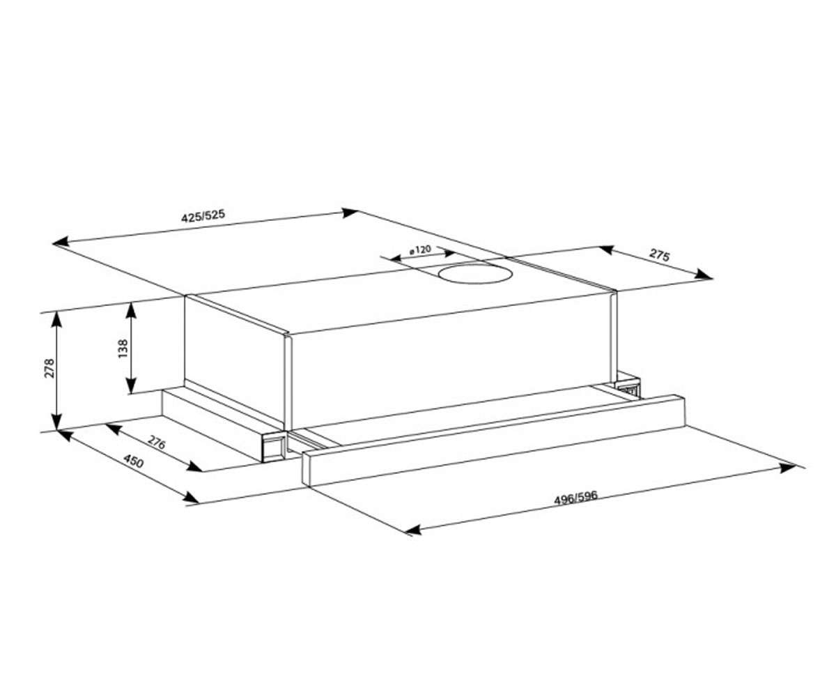 Вытяжка кухонная  LOTUS 470 60 INOX 9972:Чертеж 