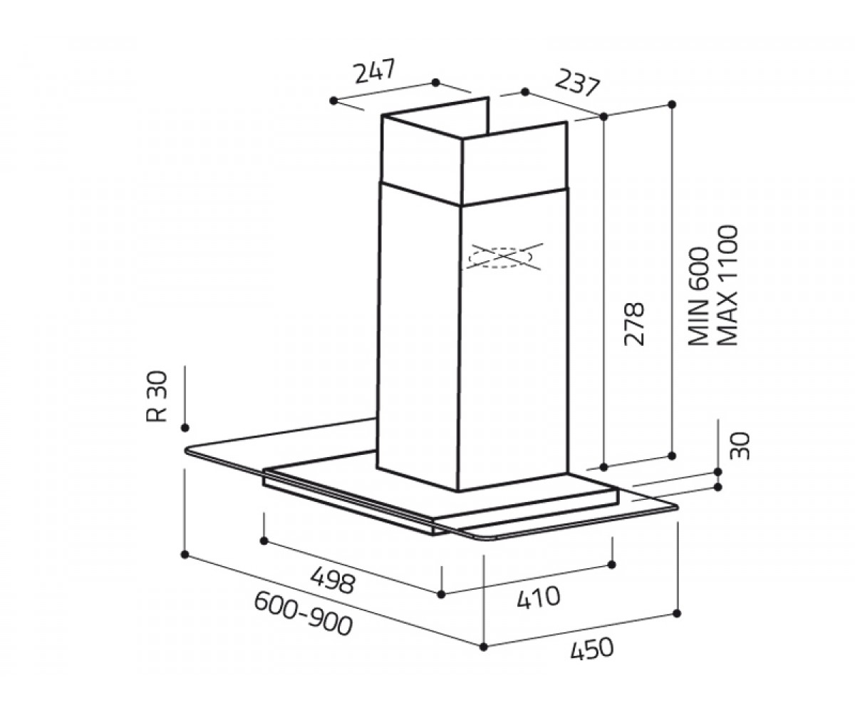 Вытяжка со стеклом  FLAT GLASS FLAT GLASS IX A/60:Чертеж 