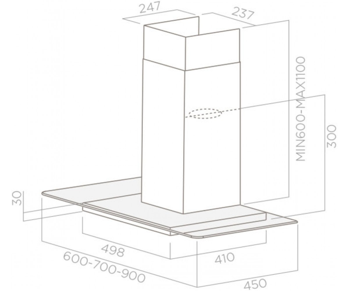 Вытяжка т-образная  FLAT GLASS PLUS FLAT GLASS PLUS IX/A/60:Чертеж 