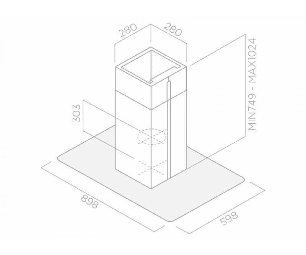 Вытяжка с таймером  GLASS PLUS FLAT GLASS PLUS IX/A/90:Чертеж 