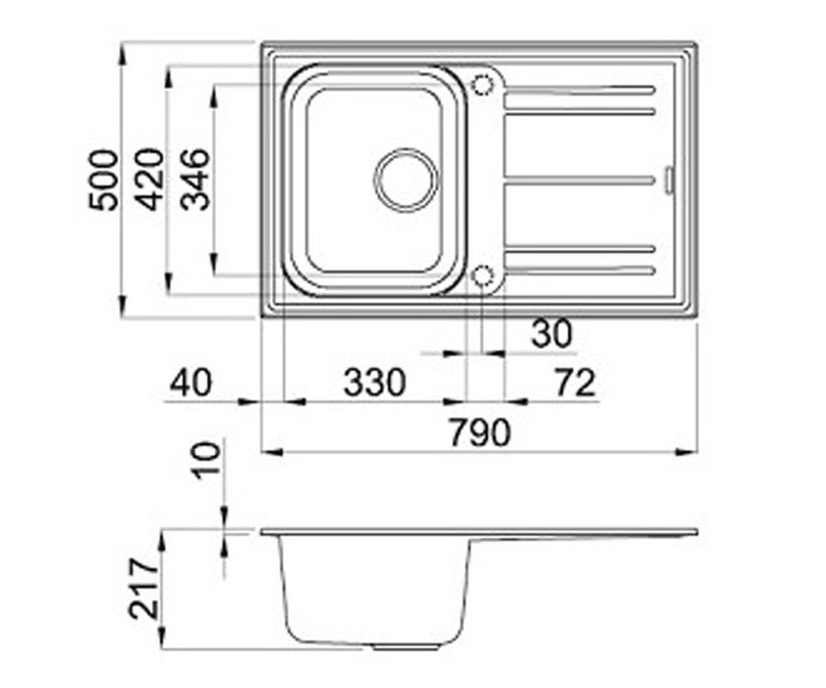 Кухонная мойка из натурального гранита  HOME 300 SABBIA 01:Чертеж 