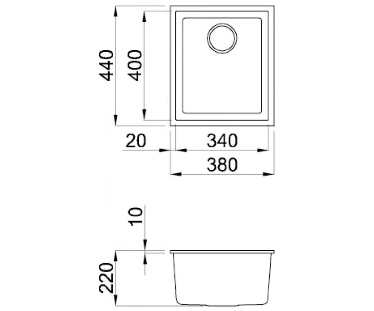 Мойка гранитная  100 Q 100 UNDER TOP 96:Чертеж 