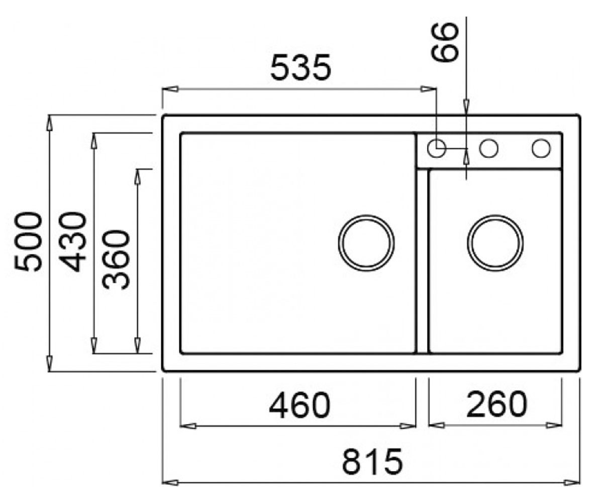 Мойка для кухни  Q 440 ON TOP ALUMINIUM 79:Чертеж 