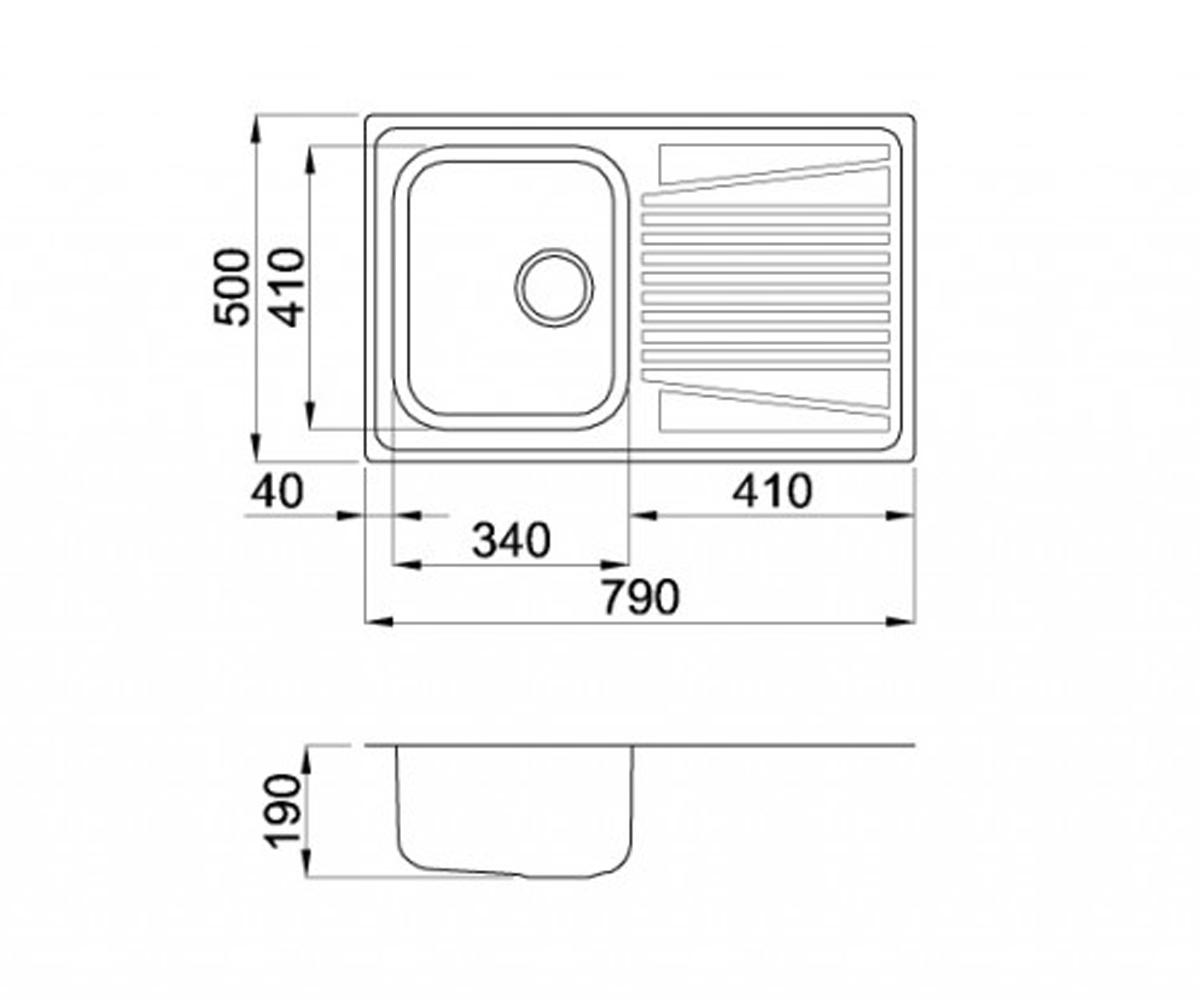 Кухонная мойка из стали  RIVER 300 RIVER 300 DX SATINATO:Чертеж 