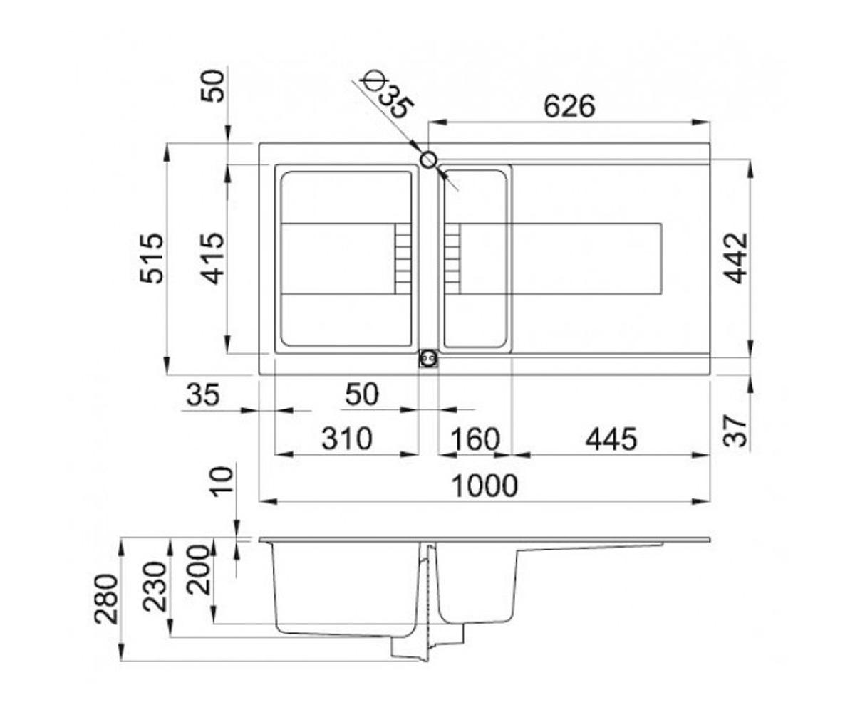 Мойка на две чаши  SIREX 475 М SIREX 475 M 86:Чертеж 