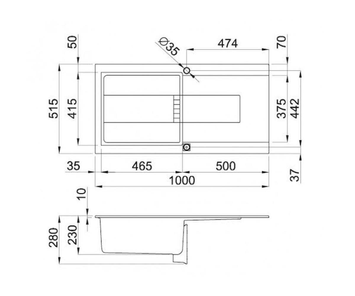 Мойка гранитная  SIREX 480 Е SIREX 480 E 96:Чертеж 
