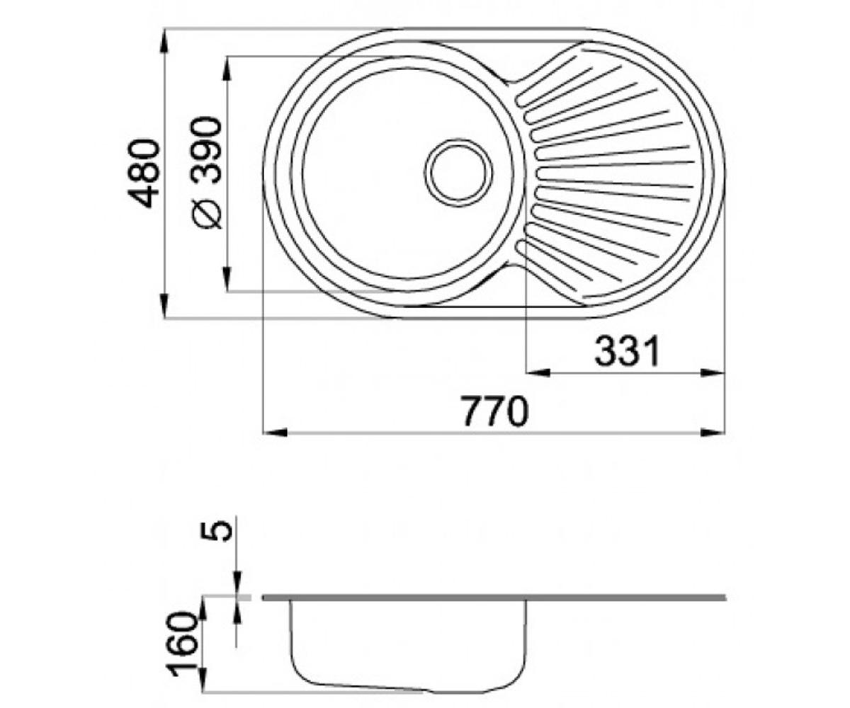 Мойка из нержавеющей стали  SPECIAL 770 SPECIAL 770 RD (DX) SATINATO:Чертеж 