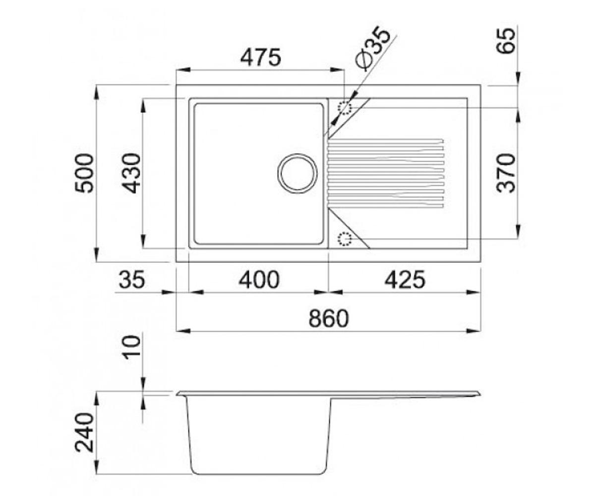 Мойка гранитная  TEKNO 400 TEKNO 400 62:Чертеж 