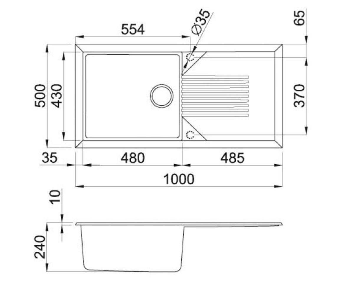 Мойка гранитная  TEKNO 480 TEKNO 480 68:Чертеж 