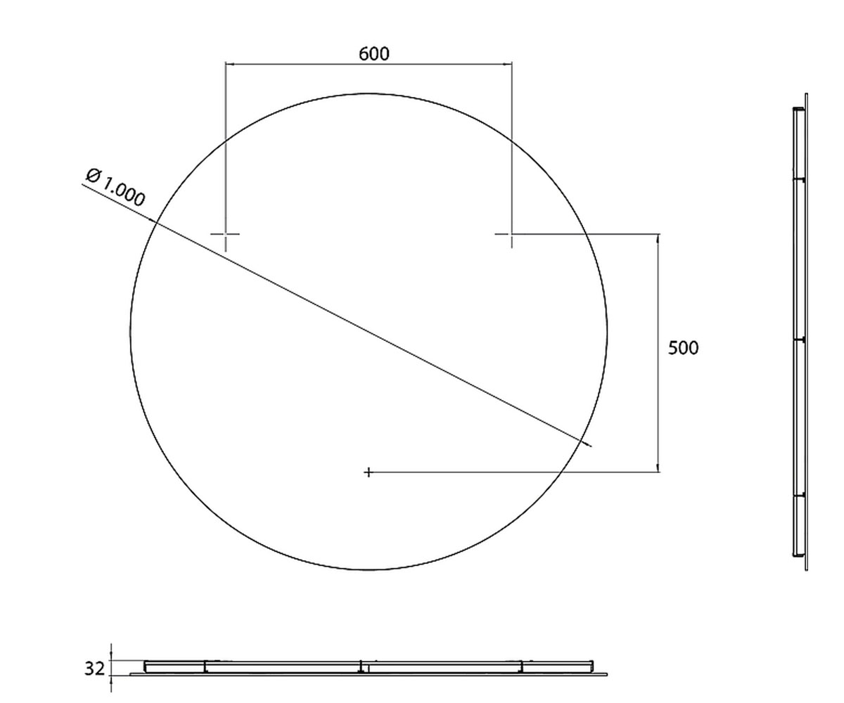 Круглое зеркало 100 см  PURE 4411 010 10:Чертеж 