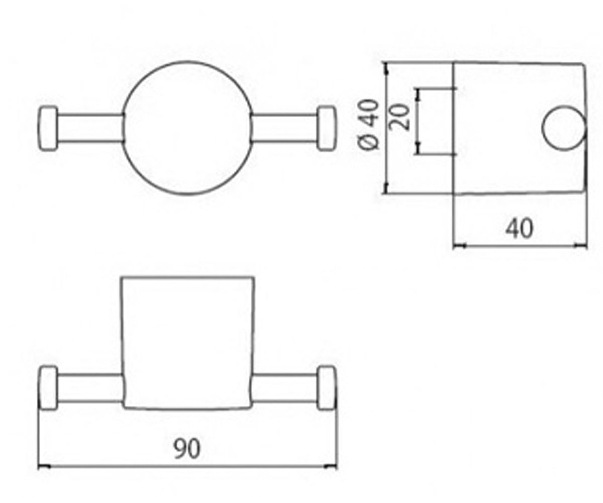 Крючок в ванную  RONDO 2 4575 001 02:Чертеж 