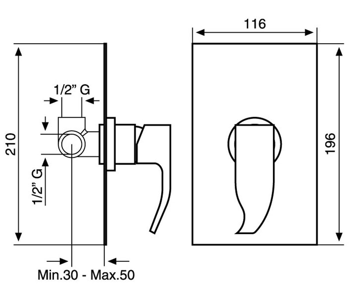 Смеситель для душа  NIAGARA BIO74009:Чертеж 