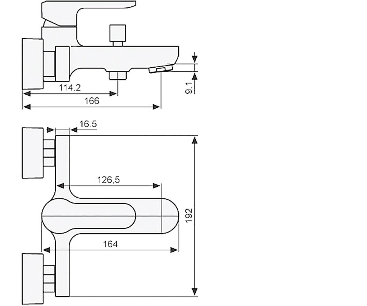 Смеситель для ванны  NEFER BIO77001:Чертеж 