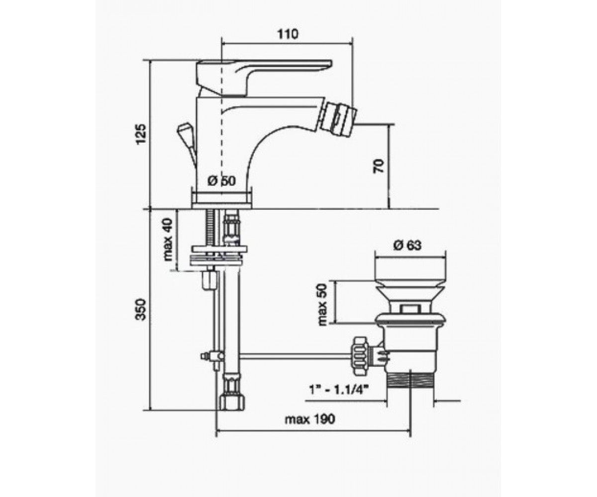 Смеситель для биде  NEFER BIO77044:Чертеж 