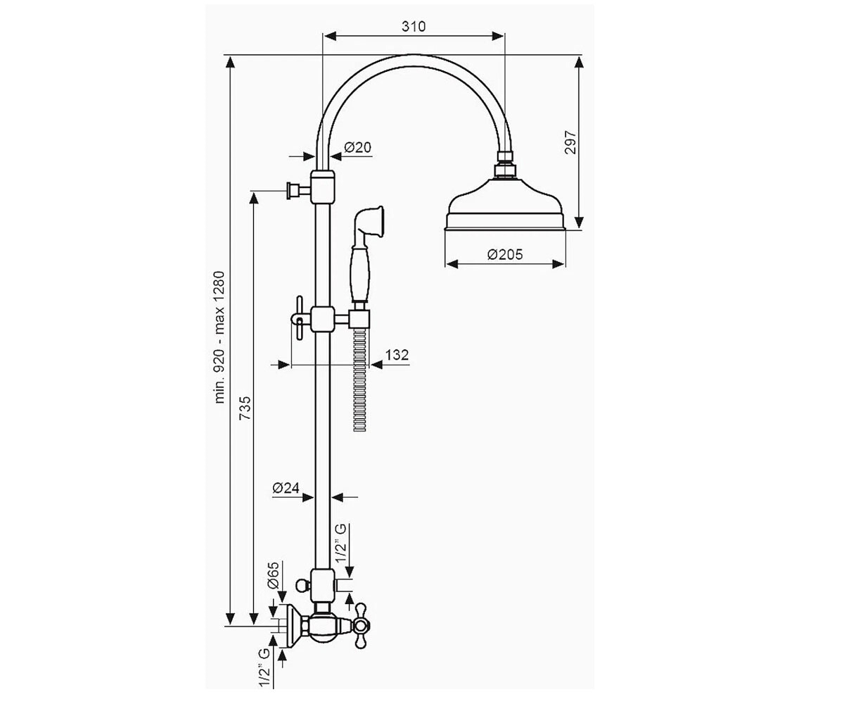 Душевая система  DECO CLASSIC BR1200281:Чертеж 