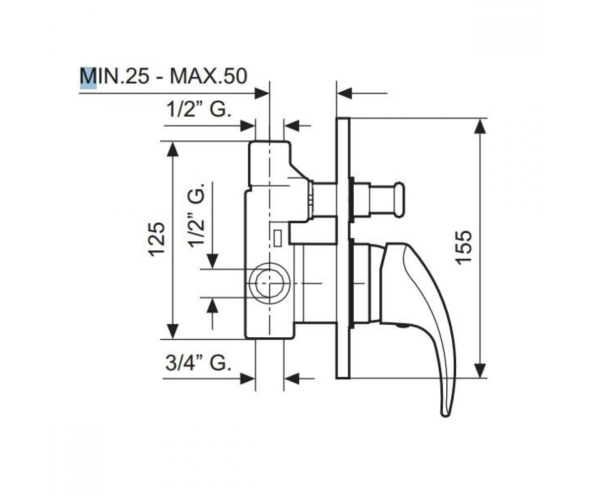 Смеситель для ванны  ANUBIS BR7019R:Чертеж 