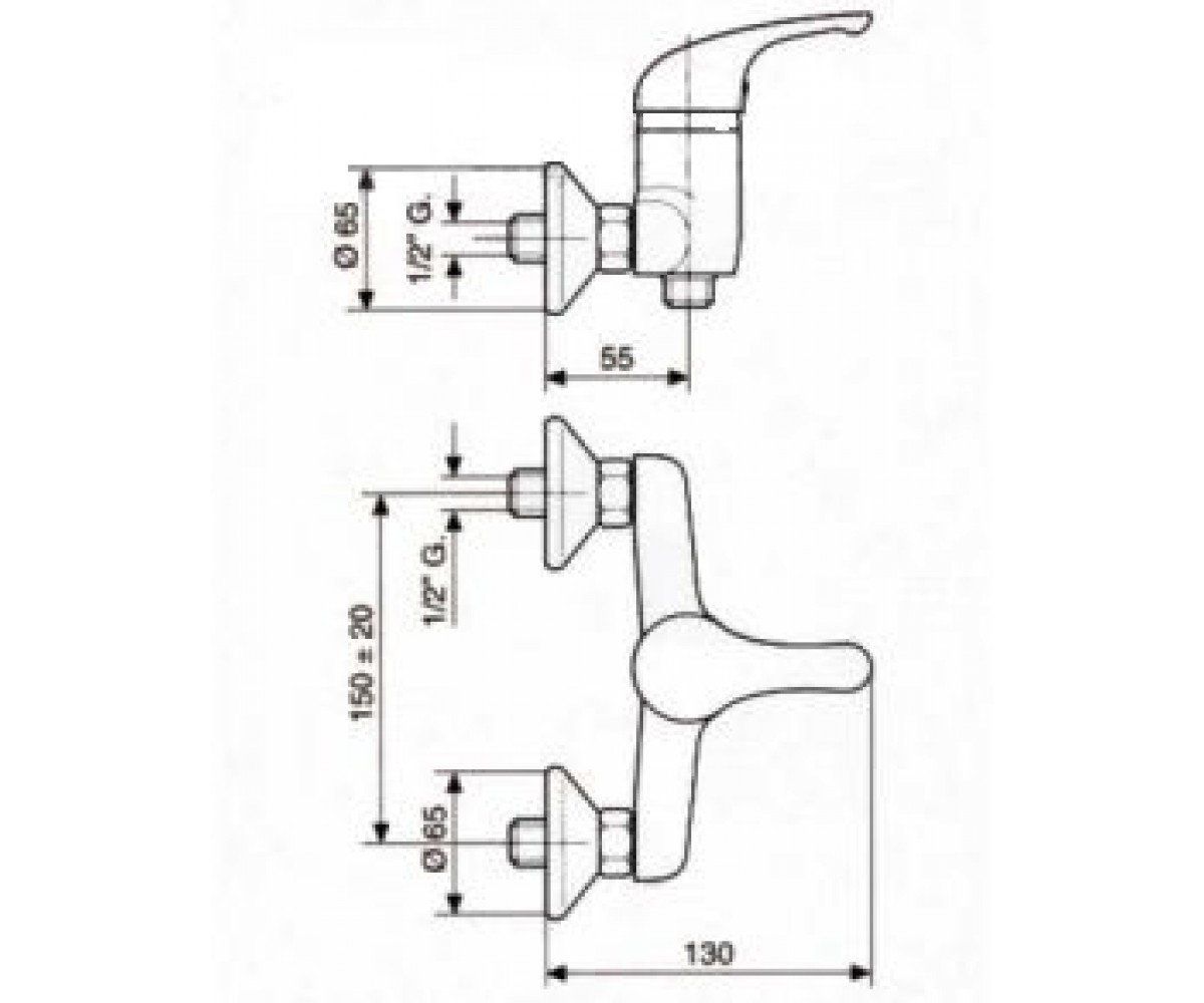 Смеситель для душа  JOLLY CR10002G:Чертеж 