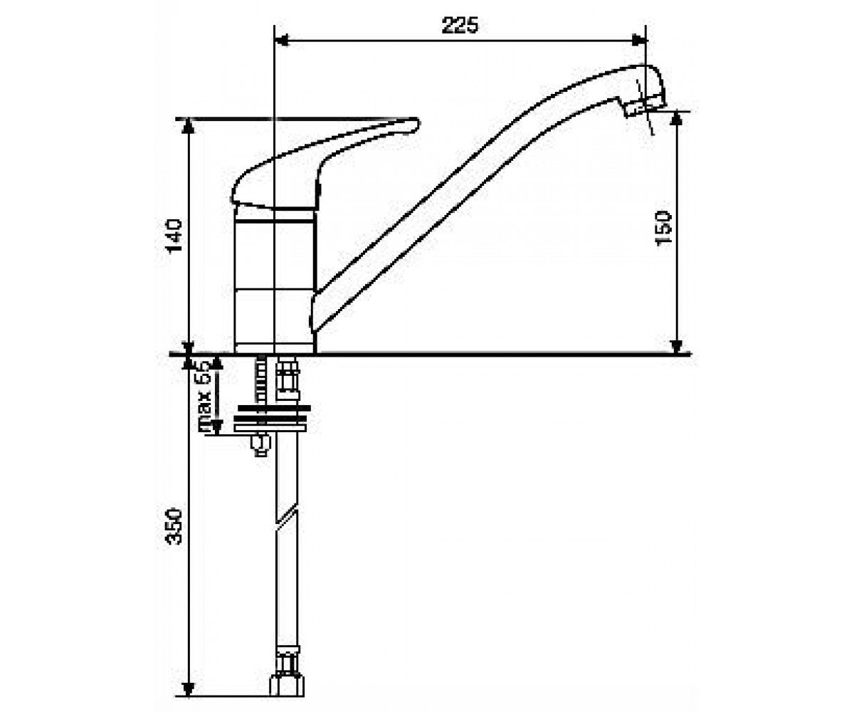 Смеситель для мойки  JOLLY CR10007G:Чертеж 