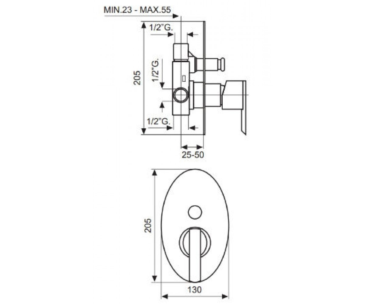 Смеситель для ванны  ELLY CR41019:Чертеж 