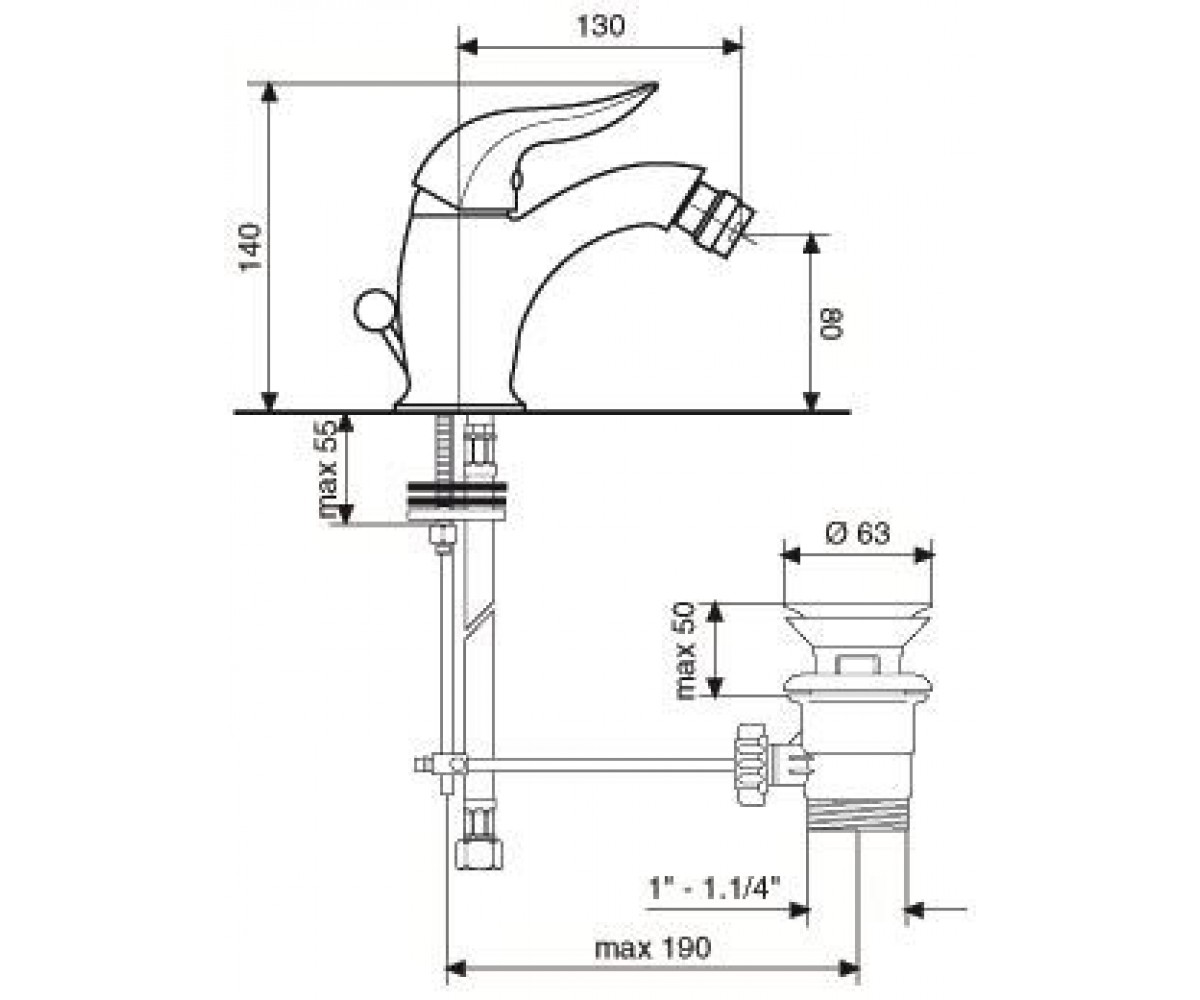 Смеситель для биде  DUKA CR44004:Чертеж 