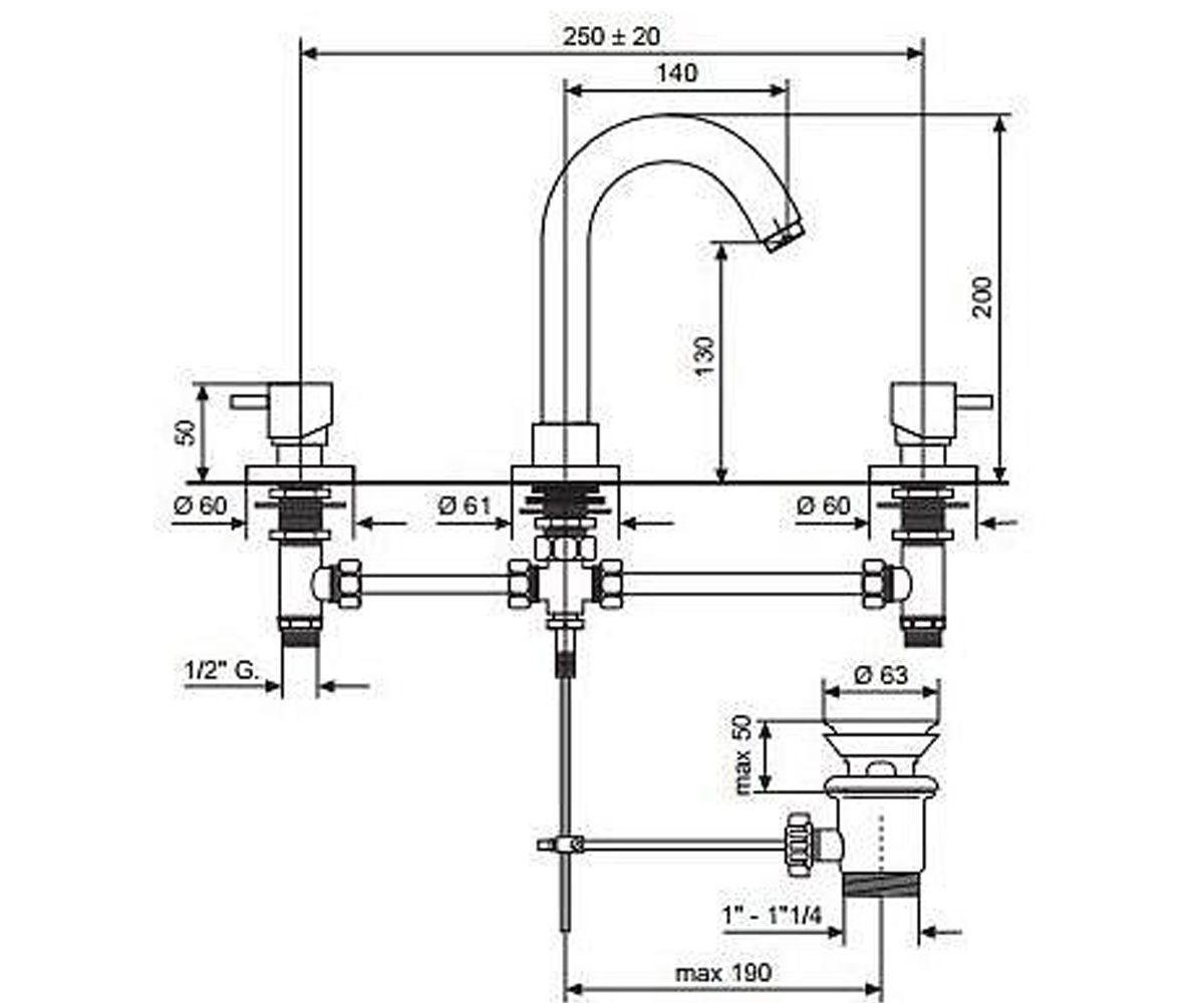 Смеситель  PIPER CR45033:Чертеж 