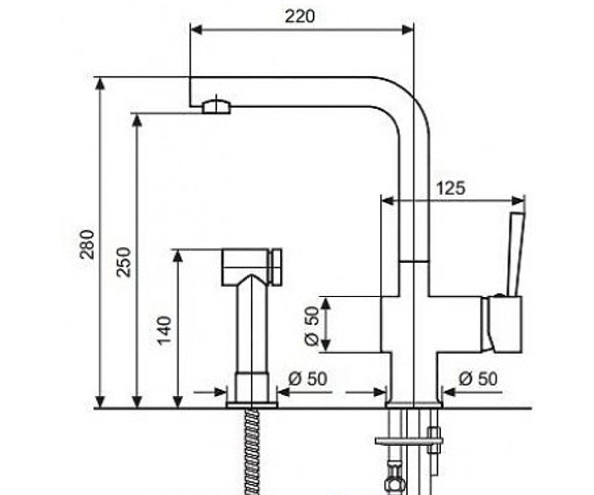 Смеситель с лейкой  PIPER CR45067:Чертеж 