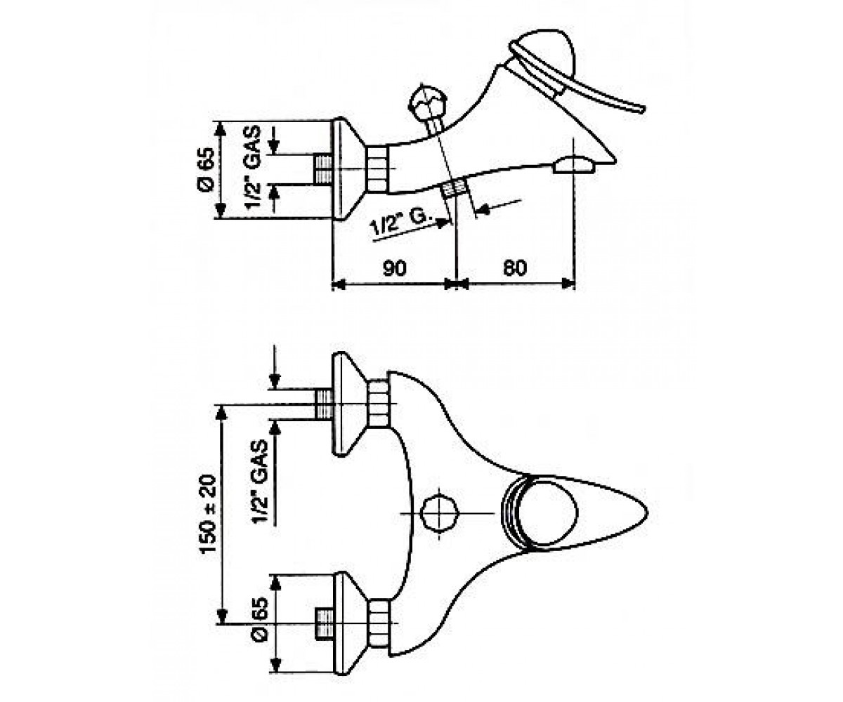 Смеситель для ванны  CHEOPE CR5001:Чертеж 