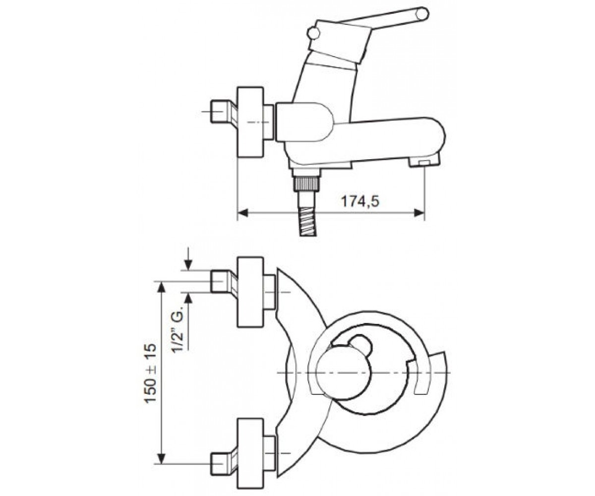 Смеситель для ванны  TWIST CR6601:Чертеж 