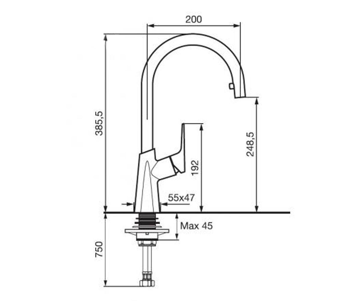 Смеситель с лейкой  NICLA CR89076:Чертеж 