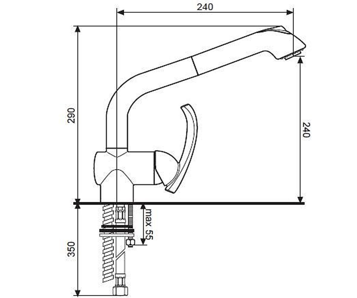 Смеситель для кухни  DAKOTA NS73066:Чертеж 